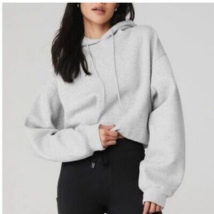 Alo Yoga Bae Cropped Hoodie Grey Heather S